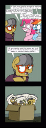 Size: 1201x3345 | Tagged: safe, artist:bobthedalek, imported from derpibooru, a.k. yearling, daring do, pinkie pie, rainbow dash, earth pony, pegasus, pony, daring done?, 3 panel comic, body pillow, comic, daring daki, dialogue, glasses, nervous, newspaper, speech bubble