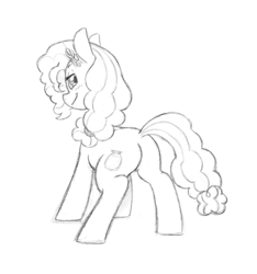 Size: 999x1067 | Tagged: safe, artist:trickydick, imported from derpibooru, pear butter, pony, butt, female, looking back, monochrome, plot, solo