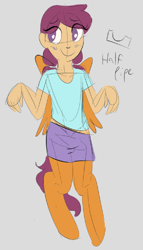 Size: 602x1056 | Tagged: safe, artist:heretichesh, imported from derpibooru, oc, oc only, oc:halfpipe, satyr, futa, intersex, offspring, parent:scootaloo, solo