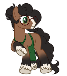 Size: 2786x3163 | Tagged: safe, artist:askbubblelee, imported from derpibooru, oc, oc only, oc:walter nutt, earth pony, pony, apron, blushing, clothes, glasses, male, show accurate, simple background, solo, stallion, transparent background