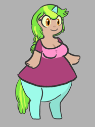 Size: 768x1024 | Tagged: safe, artist:mt, imported from derpibooru, oc, oc only, satyr, fat, female, obese, offspring, parent:whoa nelly, solo