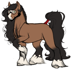 Size: 1248x1202 | Tagged: safe, artist:azraelartz, artist:theecchiqueen, imported from derpibooru, oc, oc only, oc:walter nutt, earth pony, pony, beard, blaze (coat marking), draft horse, facial hair, glasses, male, raised hoof, realistic horse legs, simple background, socks (coat marking), socks (coat markings), solo, stallion, tail wrap, unshorn fetlocks