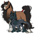 Size: 1248x1202 | Tagged: safe, artist:azraelartz, artist:theecchiqueen, imported from derpibooru, oc, oc only, oc:pandie, oc:walter nutt, earth pony, pegasus, pony, beard, blaze (coat marking), couple, death by coffee, facial hair, fangs, female, glasses, leonine tail, male, mare, oc x oc, shipping, simple background, size difference, stallion, straight, tail wrap