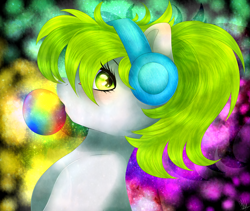 Size: 3783x3200 | Tagged: safe, artist:bl--blacklight, imported from derpibooru, oc, oc only, pony, bubblegum, bust, female, food, gum, headphones, mare, portrait, solo