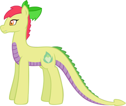 Size: 1810x1522 | Tagged: safe, artist:ludiculouspegasus, imported from derpibooru, oc, oc only, oc:apple spice, dracony, hybrid, bow, cutie mark, heart, interspecies offspring, offspring, older, parent:apple bloom, parent:spike, parents:spikebloom, simple background, solo, white background