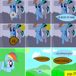 Size: 8000x8000 | Tagged: safe, artist:closingrain, artist:mellowbomb, imported from derpibooru, rainbow dash, oc, oc:clsoingrain, comic:calamity fateful, 1000 hours in ms paint, absurd resolution, comic, dialogue