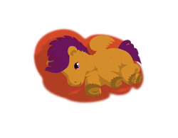 Size: 3335x2597 | Tagged: safe, artist:chiknmaekr, imported from derpibooru, scootaloo, pegasus, pony, female, frog (hoof), high res, hooves, inkscape, looking at you, pillow, simple background, solo, transparent background, underhoof, vector, wip