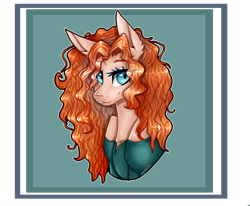 Size: 1280x1056 | Tagged: safe, artist:sofienriquez, imported from derpibooru, earth pony, pony, brave, brave (movie), bust, clothes, female, mare, merida, ponified, portrait, solo