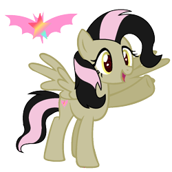 Size: 1016x1016 | Tagged: safe, artist:rainbows-skies, artist:thesmall-artist, imported from derpibooru, oc, oc only, oc:harmony, hybrid, pegasus, pony, female, interspecies offspring, mare, offspring, parent:discord, parent:fluttershy, parents:discoshy, simple background, solo, transparent background