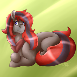 Size: 1024x1024 | Tagged: safe, artist:sketchthebluepegasus, imported from derpibooru, oc, oc only, oc:kenzie, earth pony, pony, female, mare, prone, solo