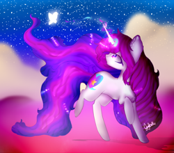 Size: 1024x900 | Tagged: safe, artist:anasflow, imported from derpibooru, oc, oc only, oc:anasflow maggy, pony, unicorn, female, magic, mare, night, solo