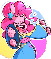 Size: 1629x1901 | Tagged: safe, artist:sourspot, imported from derpibooru, pinkie pie, earth pony, pony, semi-anthro, clothes, excited, eyes closed, female, happy new year, holiday, kimono (clothing), shaking, solo