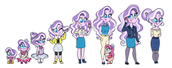 Size: 3000x1200 | Tagged: safe, artist:carouselunique, imported from derpibooru, diamond tiara, oc, oc:pacific rose, equestria girls, 5-year-old, adult, age progression, baby, cute, elderly, freshman, future, magical lesbian spawn, offspring, older, parent:apple bloom, parent:diamond tiara, parents:diamondbloom, past, simple background, teenager, transparent background, younger