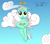 Size: 1800x1595 | Tagged: safe, artist:trackheadtherobopony, imported from derpibooru, lyra heartstrings, pony, unicorn, angel, cloud, female, flying, halo, lyre, signature, sky, solo, species swap, wings