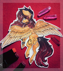 Size: 1161x1319 | Tagged: safe, artist:tay-niko-yanuciq, artist:tenebristayga, imported from derpibooru, oc, oc only, pegasus, pony, commission, cutout, solo, spread wings, traditional art, wings