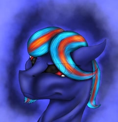 Size: 681x705 | Tagged: artist needed, safe, imported from derpibooru, oc, oc only, oc:hellfire, pony, beard, blue background, blue fur, facial hair, implied pegasus, red eyes, simple background