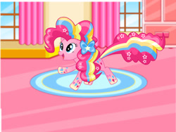 Size: 800x600 | Tagged: safe, imported from derpibooru, pinkie pie, earth pony, pony, bedroom, bow, female, hair bow, rainbow hair, rainbow power, rainbow power-ified, rainbow trail, solo, starsue