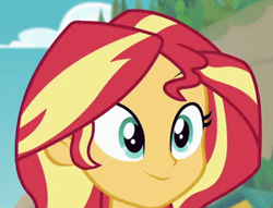 Size: 742x566 | Tagged: safe, imported from derpibooru, sunset shimmer, equestria girls, equestria girls series, forgotten friendship, cute, female, shimmerbetes, smiling, solo