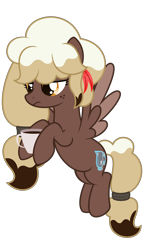 Size: 3125x5469 | Tagged: safe, artist:besttubahorse, imported from derpibooru, oc, oc only, oc:sweet mocha, pegasus, pony, coffee, cup, female, flying, freckles, hoof hold, simple background, solo, transparent background, unamused, vector