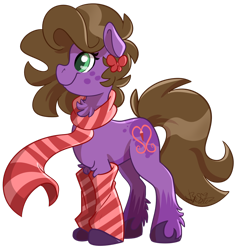 Size: 1024x1068 | Tagged: safe, artist:befishproductions, imported from derpibooru, oc, oc only, oc:befish, earth pony, pony, clothes, female, g5, g5 concept leak style, leg warmers, mare, race swap, scarf, simple background, solo, transparent background