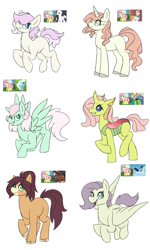 Size: 3000x5000 | Tagged: safe, artist:mississippikite, imported from derpibooru, oc, oc only, changepony, earth pony, pegasus, pony, unicorn, female, interspecies offspring, magical lesbian spawn, mare, offspring, parent:double diamond, parent:fleetfoot, parent:fluttershy, parent:soarin', parent:thorax, parent:trouble shoes, parent:troubleshoes clyde, parents:blueshy, parents:diamondshy, parents:fleetshy, parents:soarinshy, parents:thoraxshy, parents:troubleshy, simple background, white background