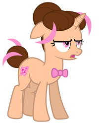 Size: 5461x6820 | Tagged: safe, artist:estories, imported from derpibooru, oc, oc only, oc:pink rose, oc:think pink, pony, unicorn, absurd resolution, bowtie, female, mare, rule 63, simple background, solo, transparent background, unamused, vector