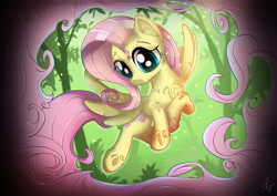 Size: 4961x3508 | Tagged: safe, artist:tony-retro, imported from derpibooru, fluttershy, pegasus, pony, female, head turn, long mane, mane, mare, solo, spread wings, turned head, wings