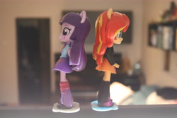 Size: 6000x4000 | Tagged: safe, artist:artofmagicpoland, imported from derpibooru, sunset shimmer, twilight sparkle, equestria girls, clothes, difference, doll, equestria girls minis, female, irl, lamp, lesbian, photo, photography, shipping, skirt, sunsetsparkle, toy