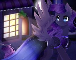 Size: 1900x1500 | Tagged: safe, artist:clefficia, imported from derpibooru, oc, oc only, oc:ender heart, pegasus, pony, canterlot, clothes, dress, female, house, mare, solo