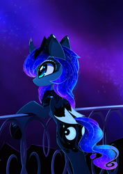 Size: 2126x3008 | Tagged: safe, artist:magnaluna, imported from derpibooru, princess luna, alicorn, pony, alternate universe, cute, female, lunabetes, mare, s1 luna, solo, starry night