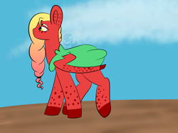Size: 2800x2100 | Tagged: safe, artist:itssopanda, imported from derpibooru, oc, oc only, oc:strawbery sunset, grottoling, original species, pony, female, high res, solo, spinner