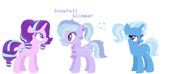 Size: 1214x526 | Tagged: safe, artist:1313jaysong1313, imported from derpibooru, starlight glimmer, trixie, oc, oc:snowfall glimmer, family, female, lesbian, magical lesbian spawn, offspring, parent:starlight glimmer, parent:trixie, parents:startrix, shipping, startrix