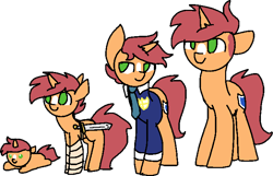 Size: 701x452 | Tagged: safe, artist:nootaz, imported from derpibooru, oc, oc only, oc:game guard, pony, unicorn, age progression, baby, baby pony, necktie, simple background, smiling, sword, transparent background, weapon