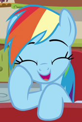 Size: 564x838 | Tagged: safe, imported from derpibooru, screencap, rainbow dash, pegasus, pony, flutter brutter, cropped, cute, dashabetes, eyes closed, female, mare, open mouth, smiling, solo