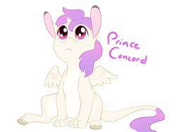 Size: 1700x1275 | Tagged: safe, artist:9centschange, imported from derpibooru, oc, oc only, oc:prince concord, hybrid, interspecies offspring, male, offspring, parent:discord, parent:princess celestia, parents:dislestia, simple background, solo, white background