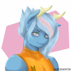 Size: 2480x2480 | Tagged: safe, artist:tuny1002, imported from derpibooru, oc, oc only, oc:moosin, anthro, anthro oc, bust, horn, portrait, solo