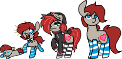 Size: 877x429 | Tagged: safe, artist:nootaz, imported from derpibooru, oc, oc only, oc:ponepony, pony, age progression, baby, baby pony, clothes, commission, heart, simple background, socks, striped socks, transparent background