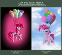 Size: 3200x2850 | Tagged: safe, artist:skitsniga, artist:skitsroom, imported from derpibooru, pinkie pie, balloon, draw this again