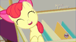 Size: 854x480 | Tagged: safe, imported from derpibooru, screencap, apple bloom, pinkie apple pie, adorabloom, animated, apples to the core, cute, female, gif, headbob, solo