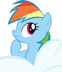 Size: 3383x3894 | Tagged: safe, artist:rainbowcrab, imported from derpibooru, rainbow dash, friendship is magic, cloud, female, solo, thinking, vector