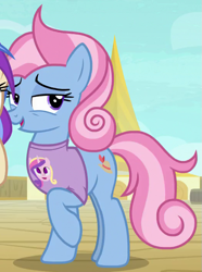 Size: 525x705 | Tagged: safe, imported from derpibooru, screencap, princess cadance, sun cloche, sunny side, pony, once upon a zeppelin, clothes, cropped, female, mare, shirt, solo, t-shirt