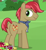 Size: 390x425 | Tagged: safe, imported from derpibooru, screencap, apples snack, earth pony, pony, the perfect pear, apple, apple family member, background pony, bandana, basket, bushel basket, butt, cropped, food, looking back, male, plot, solo, stallion