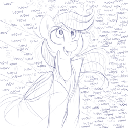 Size: 871x871 | Tagged: safe, artist:dimfann, imported from derpibooru, derpy hooves, pegasus, pony, excited, female, mare, monochrome, sketch, smiling, solo, wow