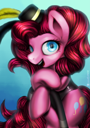 Size: 2893x4092 | Tagged: safe, artist:monochromacat, imported from derpibooru, pinkie pie, earth pony, pony, absurd resolution, cane, female, happy, hat, looking at you, mare, open mouth