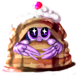 Size: 1880x1900 | Tagged: safe, artist:everlastingderp, imported from derpibooru, twilight sparkle, alicorn, pony, castle sweet castle, cute, female, food, hiding, hnnng, hug, i'm pancake, looking at you, mare, nom, pancake fort, pancakes, simple background, solo, starry eyes, transparent background, twiabetes, twilight sparkle (alicorn), weapons-grade cute, wingding eyes, winghug