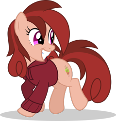 Size: 816x852 | Tagged: safe, artist:mlp-trailgrazer, imported from derpibooru, oc, oc only, oc:cupcake slash, earth pony, pony, clothes, female, hoodie, mare, simple background, solo, transparent background