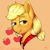 Size: 4000x4000 | Tagged: safe, artist:mr.smile, imported from derpibooru, applejack, blushing, bust, clothes, cutie mark, female, flannel, looking at you, patreon, patreon logo, portrait, simple background, smiling, solo