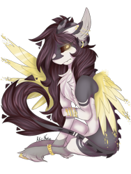 Size: 768x1024 | Tagged: safe, artist:akiiichaos, imported from derpibooru, oc, oc only, oc:evelyn, pegasus, pony, black sclera, chest fluff, colored wings, female, mare, simple background, solo, transparent background, unshorn fetlocks