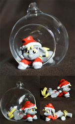 Size: 700x1158 | Tagged: safe, artist:prototypespacemonkey, imported from derpibooru, derpy hooves, christmas, christmas ornament, clothes, costume, decoration, figurine, hat, holiday, miniature, ornament, santa costume, santa hat, sculpture, traditional art