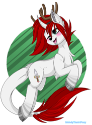 Size: 678x926 | Tagged: safe, artist:melodytheartpony, imported from derpibooru, oc, oc only, deer, reindeer, unicorn, antlers, blushing, christmas, commission, cute, headband, holiday, male, open mouth, simple background, transparent background